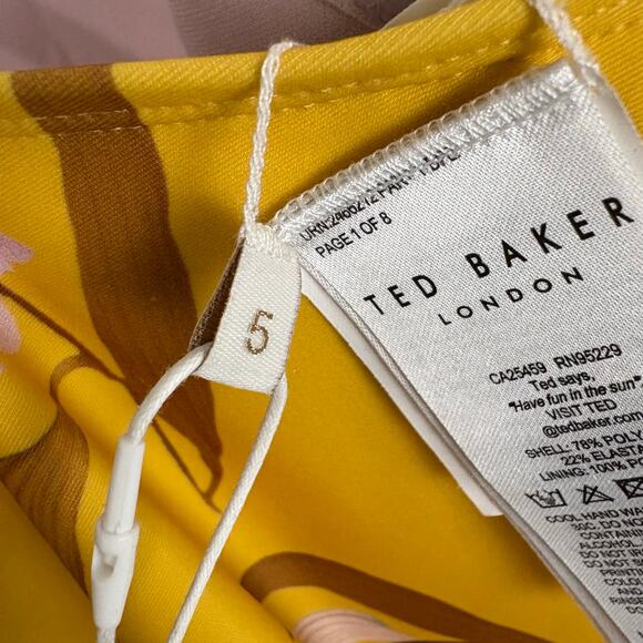 Ted Baker Womens Cabana Balconette Swimsuit Yellow Floral Removable Straps 12 - Picture 4 of 16